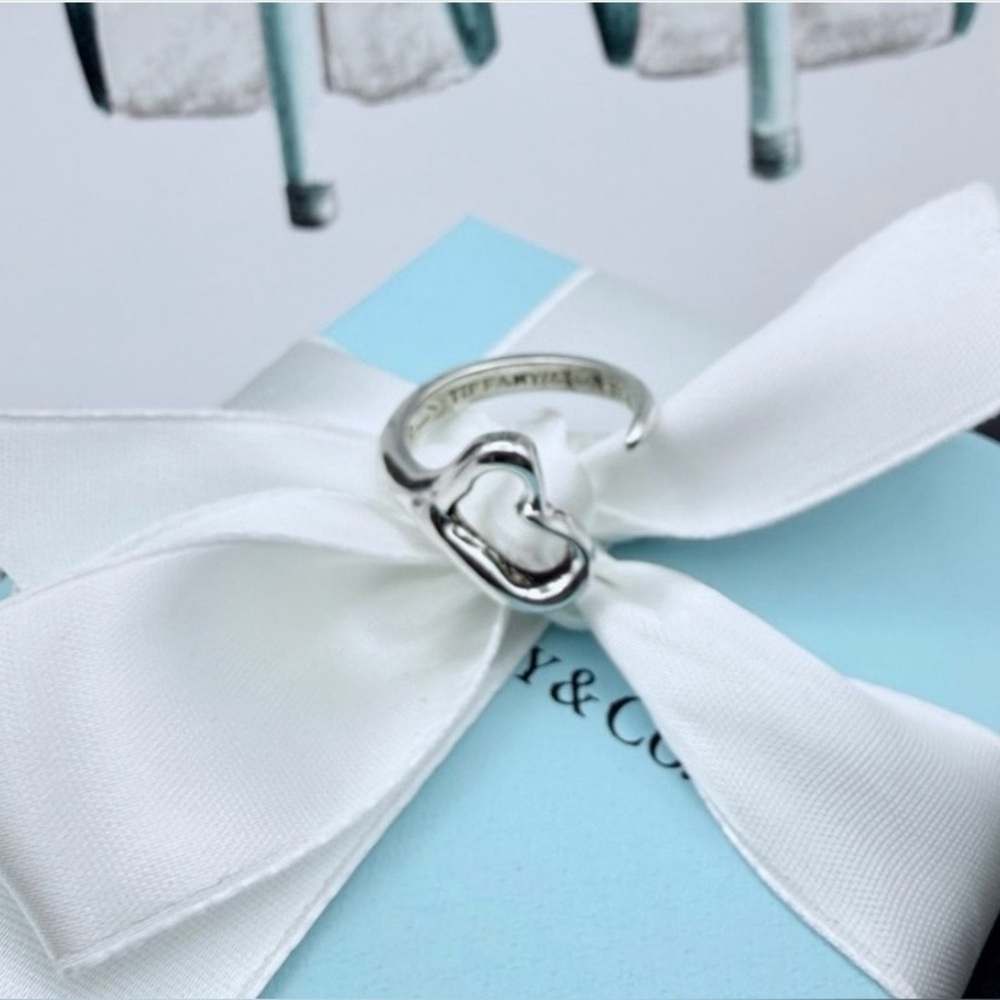 Vintage Tiffany & Co. Elsa Peretti Open Heart Ring Sterling Silver Size 7